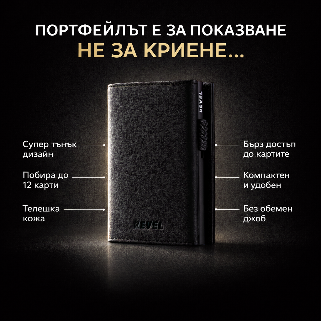 Проследимият кожен портфейл EP302 с RFID защита